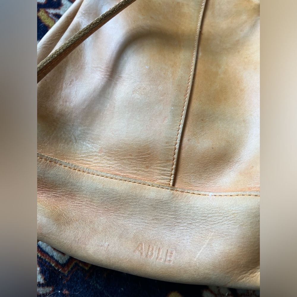 Able Tan Leather Drawstring Backpack - Picture 3 of 12